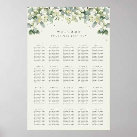 Affiche de plan de table de 24x36" 20 tables de 10 (Devant)