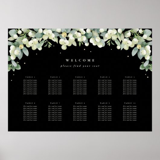 Affiche de plan de table de 28x20" 10 tables de 8 (Devant)