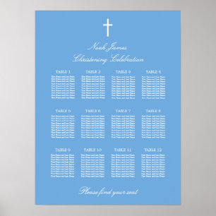Affiche de plan de table de baptême de la table 12