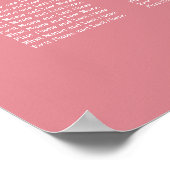 Affiche de plan de table de baptême Rose Pâle 12 T (Coin)