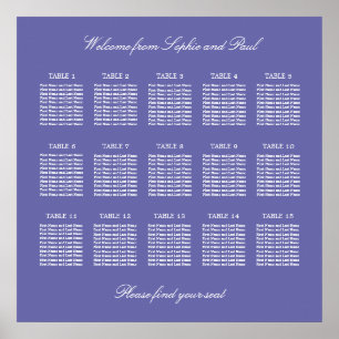 Affiche de plan de table de mariage à 15 tables La