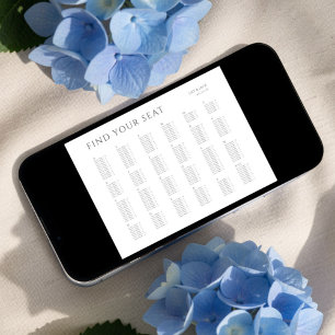 Affiche de plan de table de mariage alphabet minim