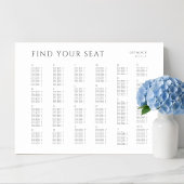 Affiche de plan de table de mariage alphabet minim