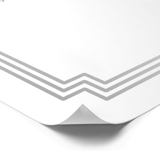 Affiche de plan de table de mariage blanc et argen (Coin)