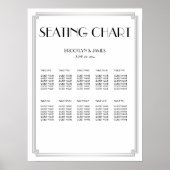 Affiche de plan de table de mariage blanc et argen (Devant)