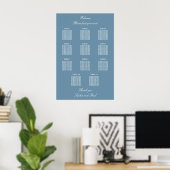 Affiche de plan de table de mariage bleu poussiére (Bureau à domicile)