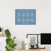 Affiche de plan de table de mariage bleu poussiére (Bureau à domicile)