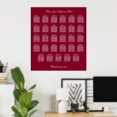 Affiche de plan de table de mariage Burgundy 29 (Bureau à domicile)