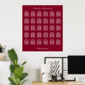 Affiche de plan de table de mariage Burgundy 30 (Bureau à domicile)