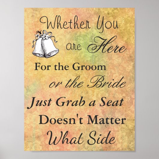 Affiche de plan de table de mariage, Couleurs d'au (Devant)