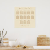 Affiche de plan de table de mariage crème beige 13 (Cuisine)