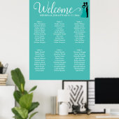Affiche de plan de table de mariage élégant blanc (Bureau à domicile)