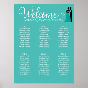 Affiche de plan de table de mariage élégant blanc