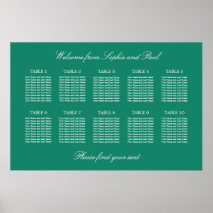 Affiche de plan de table de mariage Emerald 10