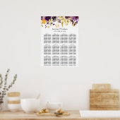 Affiche de plan de table de mariage floral or viol (Cuisine)