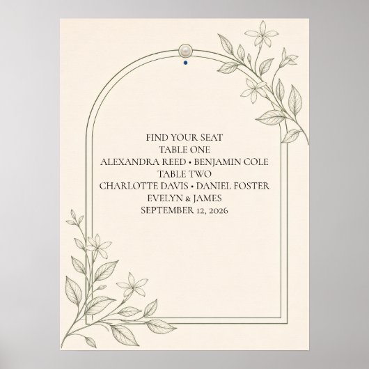 Affiche de plan de table de mariage intime en gros (Devant)