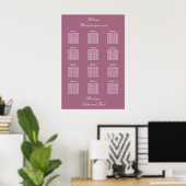 Affiche de plan de table de mariage Mauve 12 (Bureau à domicile)