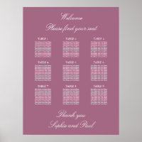 Affiche de plan de table de mariage Mauve 9