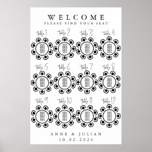 Affiche de plan de table de mariage minimal modern