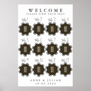 Affiche de plan de table de mariage minimaliste mo