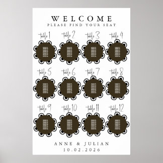 Affiche de plan de table de mariage minimaliste mo