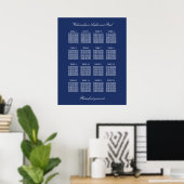 Affiche de plan de table de mariage Navy Blue 16 (Bureau à domicile)