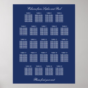 Affiche de plan de table de mariage Navy Blue 23