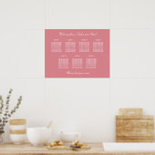 Affiche de plan de table de mariage rose poudré 7 (Cuisine)