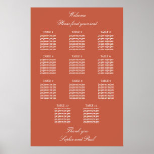 Affiche de plan de table de mariage Terracotta 11