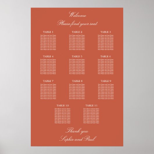 Affiche de plan de table de mariage Terracotta 11 (Devant)
