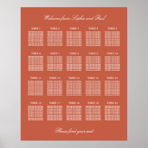 Affiche de plan de table de mariage Terracotta 20