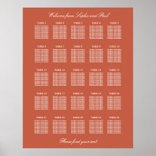 Affiche de plan de table de mariage Terracotta 25