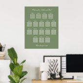 Affiche de plan de table de mariage vert sauge 17 (Bureau à domicile)