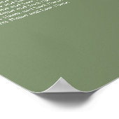 Affiche de plan de table de mariage vert sauge 20 (Coin)