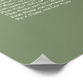 Affiche de plan de table de mariage vert sauge 21 (Coin)