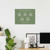 Affiche de plan de table de mariage vert sauge 5 (Bureau à domicile)