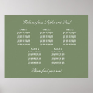Affiche de plan de table de mariage vert sauge 5