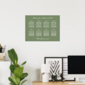 Affiche de plan de table de mariage vert sauge 8 (Bureau à domicile)