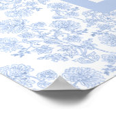Affiche de plan de table élégant et floral bleu (Coin)
