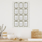Affiche de plan de table élégante et verte à motif (Cuisine)