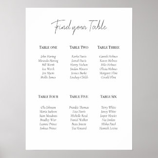 Affiche de plan de table en acrylique monochrome m