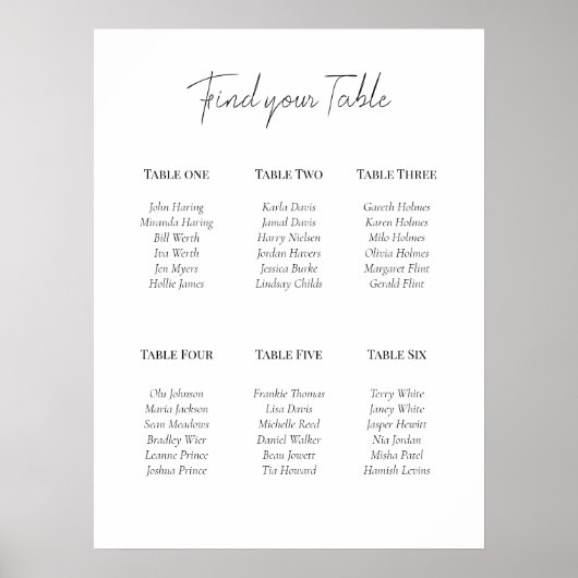 Affiche de plan de table en acrylique monochrome m (Devant)