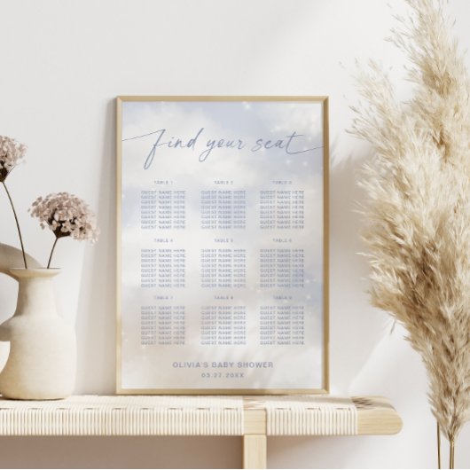 Affiche de plan de table poussiéreux bleu On Cloud