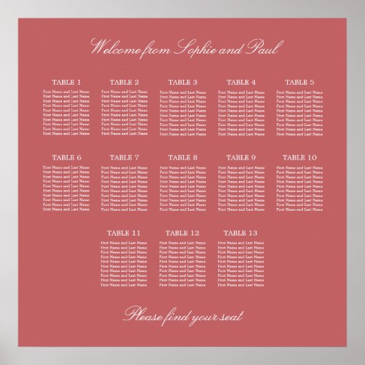 Affiche de plan de table rose poussiéreux 13 (Devant)