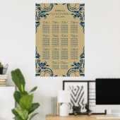 affiche de plan de table Rustic Blue Gold (Bureau à domicile)