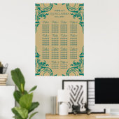 affiche de plan de table Rustic Green Gold (Bureau à domicile)