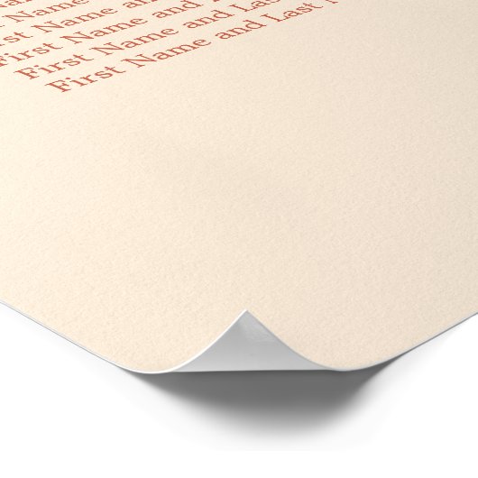 Affiche de plan de table Terracotta Script 10 (Coin)