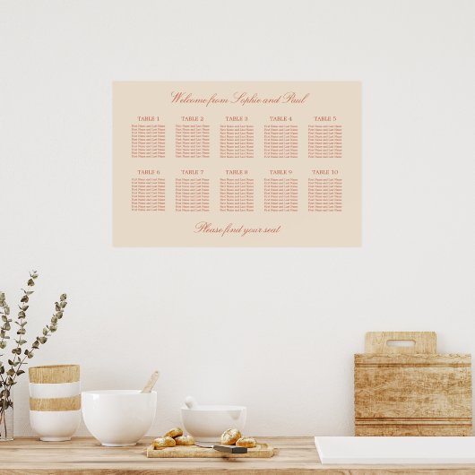 Affiche de plan de table Terracotta Script 10 (Cuisine)