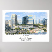 Affiche de Plano Texas, Aquarelle, Sur mesure (Devant)