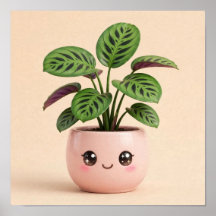 Affiche de plante d'intérieur Kawaii Prayer Plant